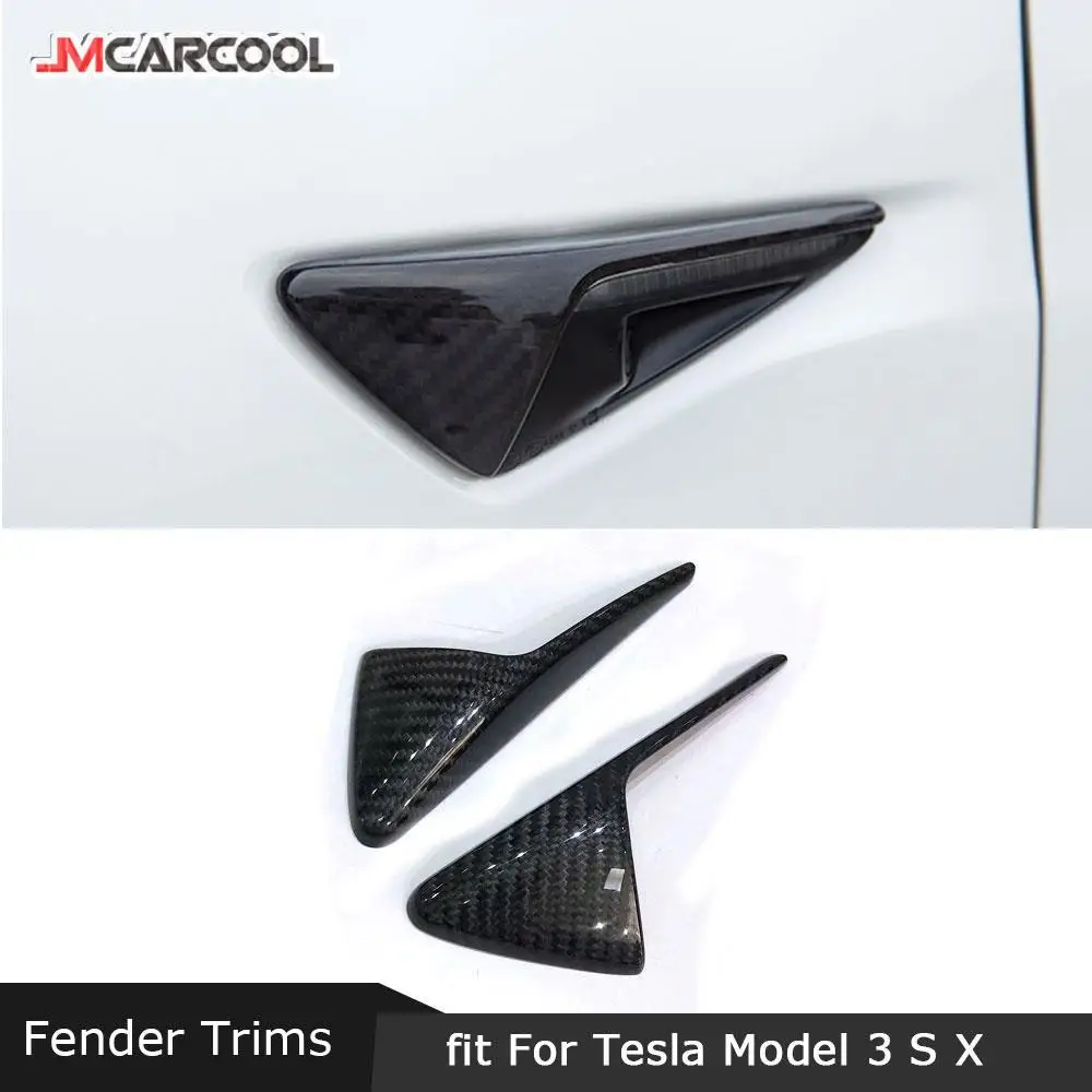 

JMCARCOOL для Tesla Model 3 S X 2013-2019, эмблема на крыло из углеродного волокна, значок, наклейки, декоративные полоски, наклейки на крыло, наклейки