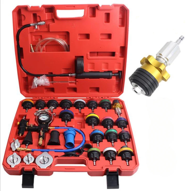 33pcs Universal Radiator Pressure Tester Vacuum Type Cooling System Test Detector Set