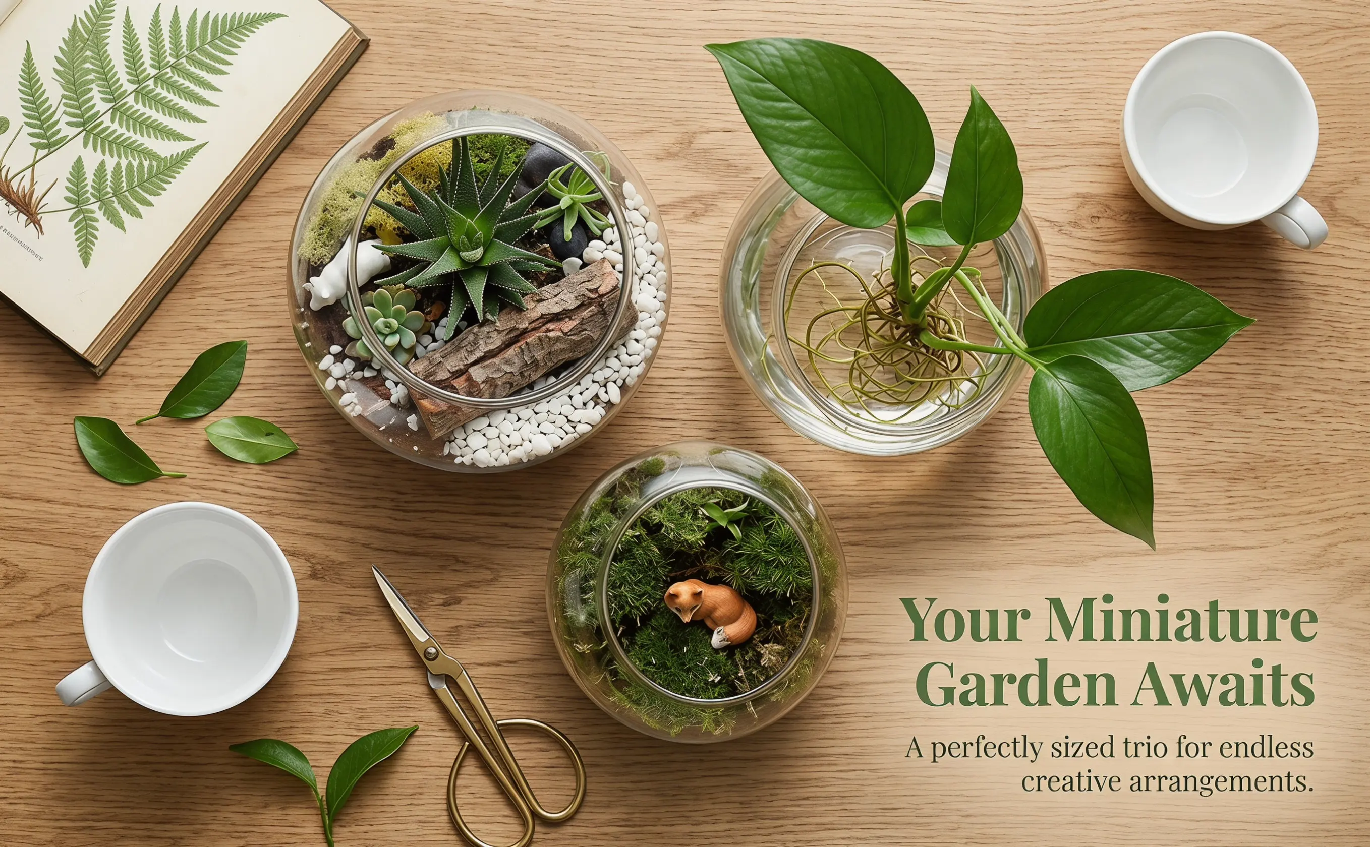 3Pcs Round Glass Terrarium Vases Air Plant Planters Bowls Transparent Plant Containers for Home Office Garden Terrarium