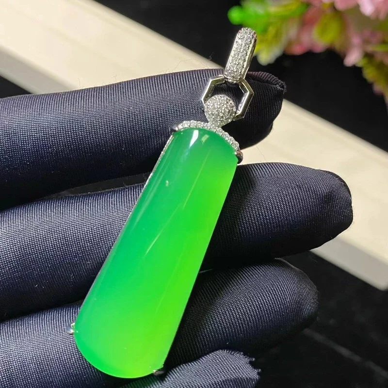 Ice species yang green chalcedony no matter brand pendant jadeite agate women's jade brand necklace