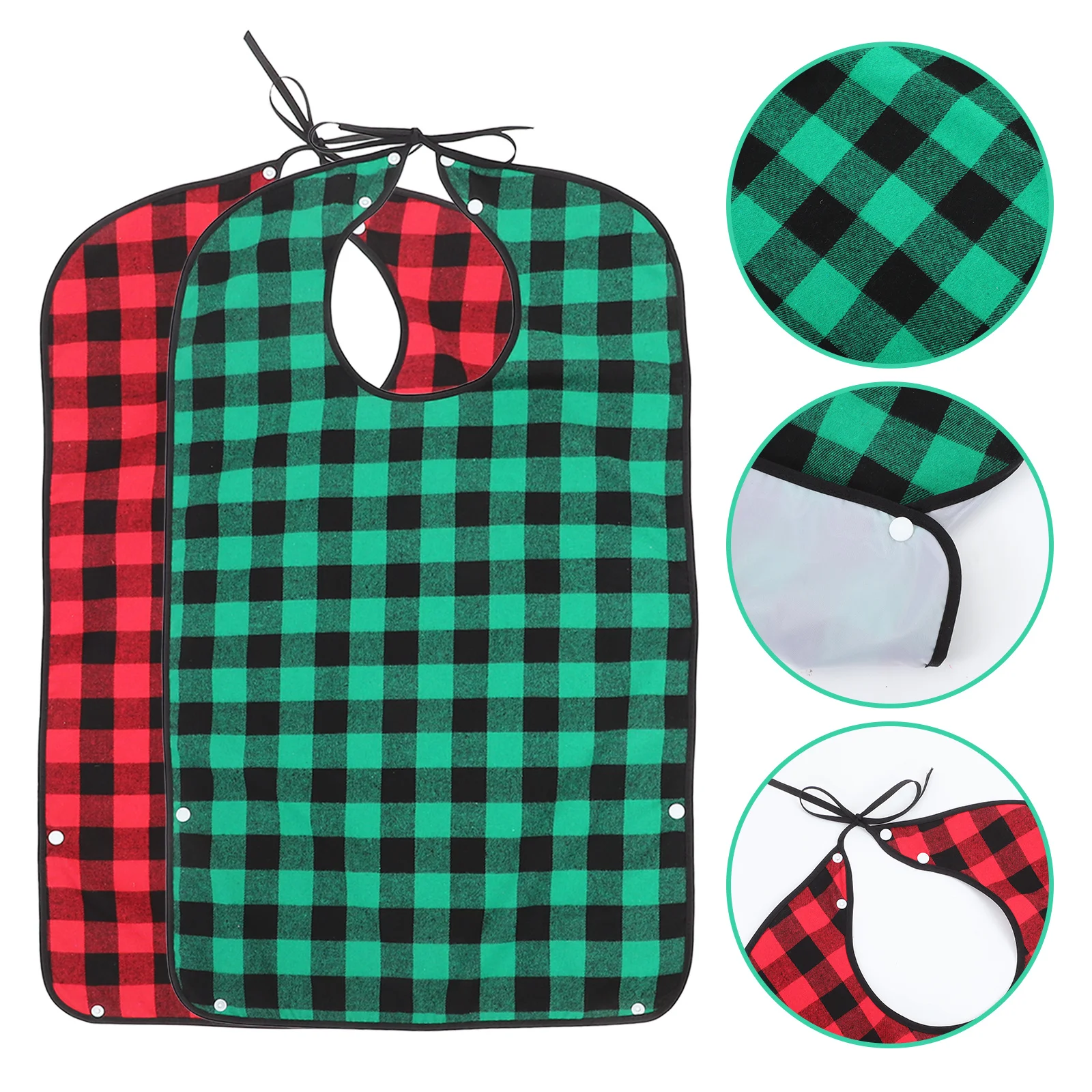 

2 шт. водонепроницаемые нагрудники для взрослых, многоразовые моющиеся халаты для еды, защита от слюнотечения с карманом для ловли еды для пожилых людей