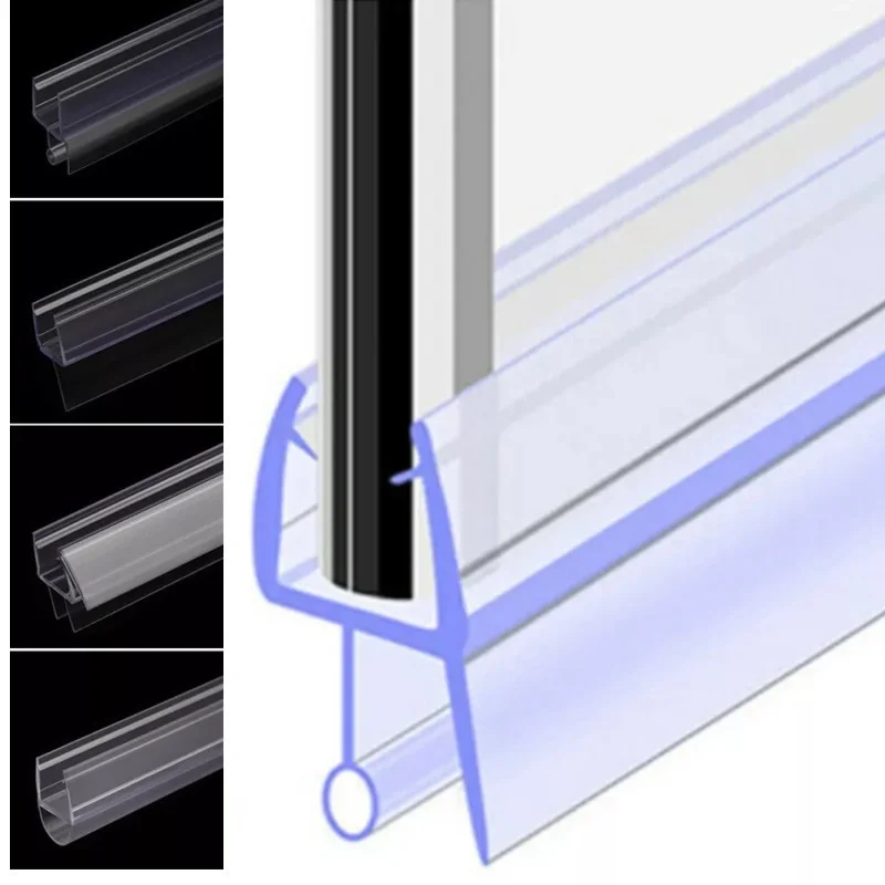 6/8/10/12mm Shower Screen Seal Strip PVC Frameless Glass Door Bottom Weather Stripping Seal Sweep Glue-free Bathroom Hardware