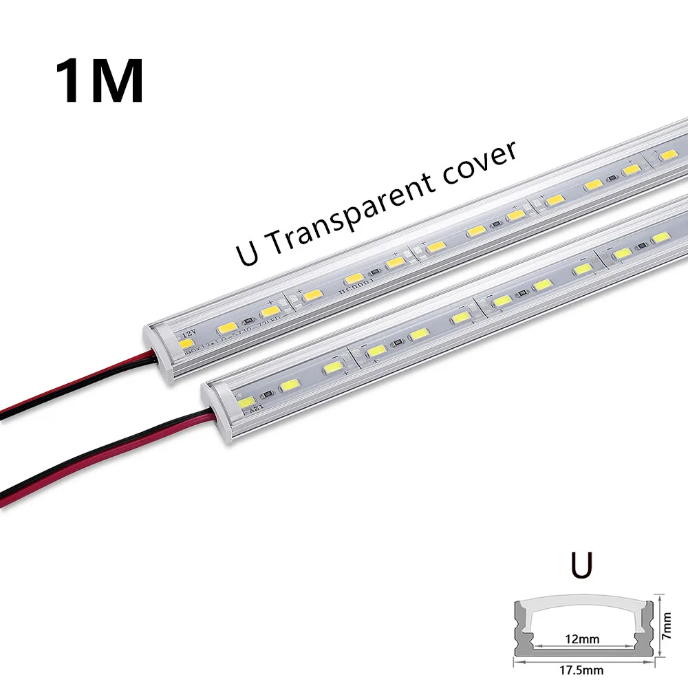 1 Meter 72LEDs Super Bright  DC12V Led light bar Strip U/V Aluminum Profile for LED Cabinet Bar Light or Ceiling wall corner