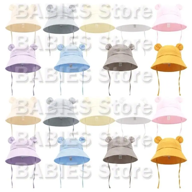 

C9GB Cotton Basin Caps Infant Hat Soft Baby Sunhat Panama Hat for Kids Girls Boys Bucket Hat Children's Headgear