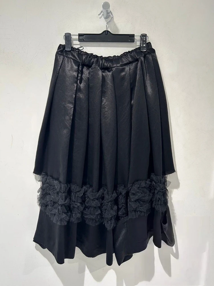 

Exclusive 2025 new design style mid-length stretchable waist-spliced pleated full-length skirt for women A-line floral dress