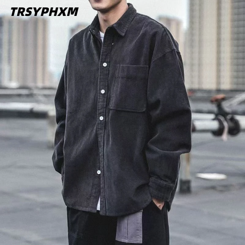 TRSYPHXM 2024 new American retro shirt men's long sleeved spring and autumn versatile top casual men's workwear shirt jacket