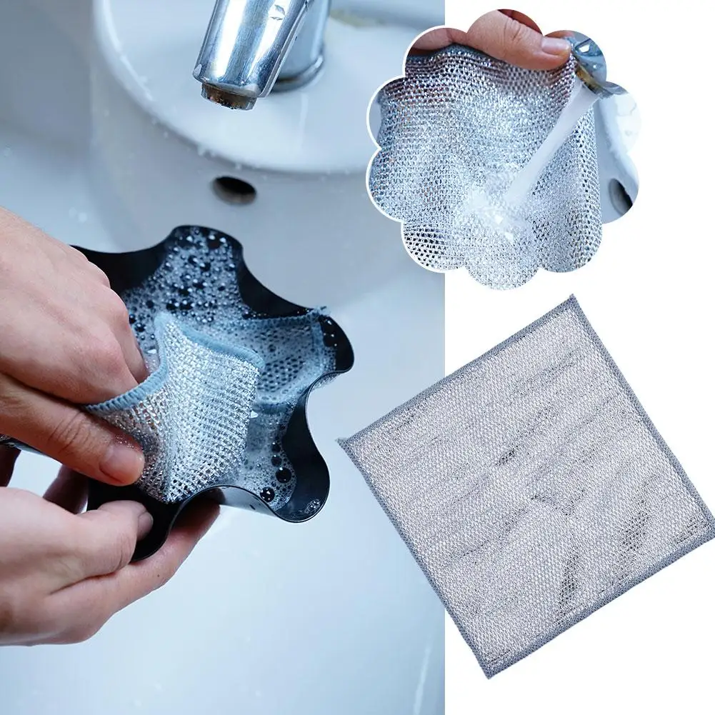 Silver Wire Cloth Cleaning Cloth  Oil Free Cloth For Grids  Kitchen Stove Dishwashing And Pot Washing Cloth  Household Cleaning