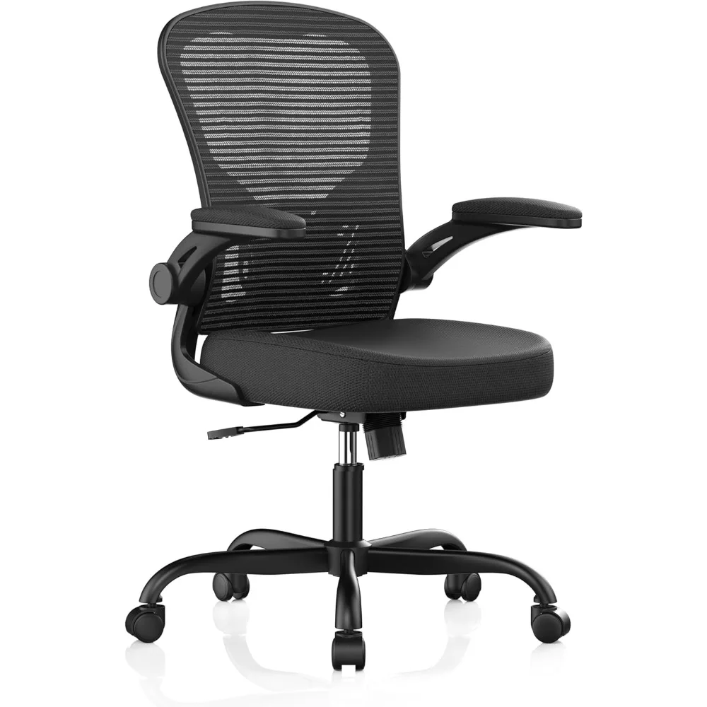 

Ergonomic Office Chair High Back Mesh Computer Desk Chair Flip Up Armrests Adjustable Lumbar Support Rolling Chair for Home