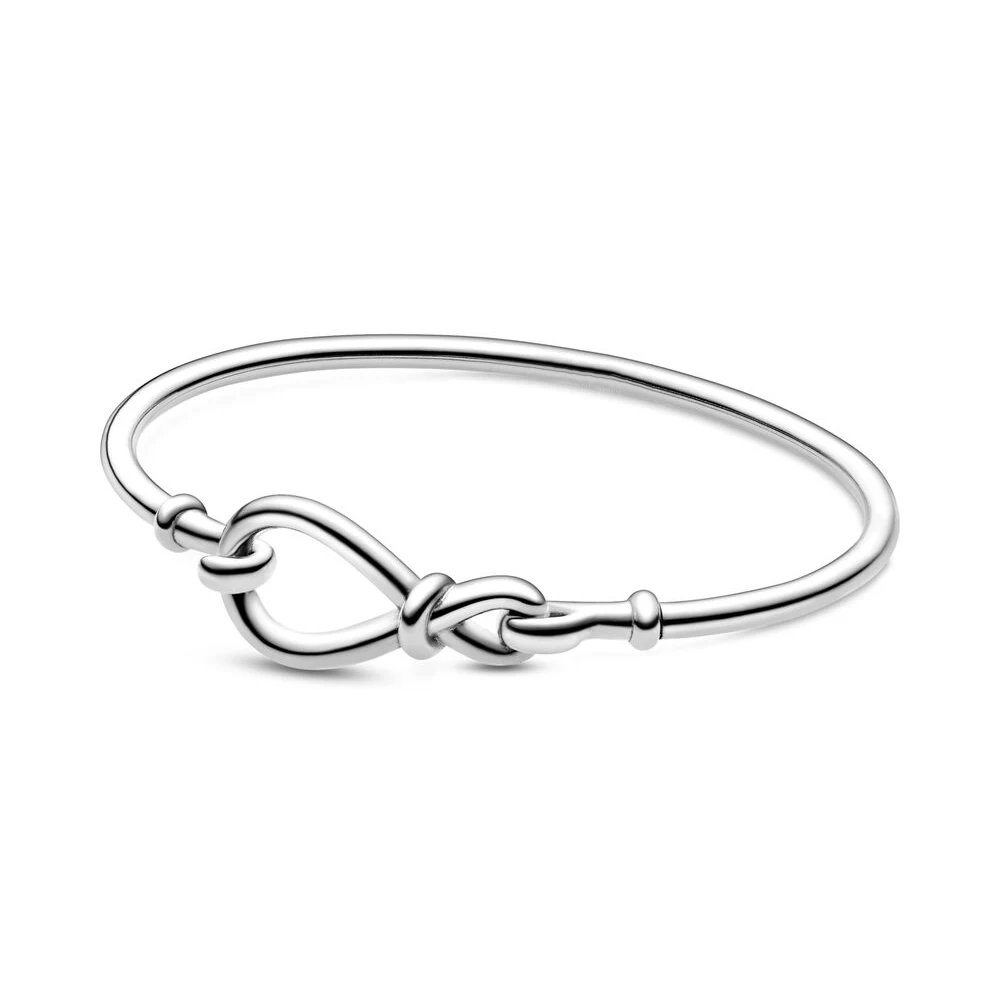 

Authentic 925 Sterling Silver Infinity Knot Fashion Bangle Fit Women Bead Charm Gift DIY Jewelry