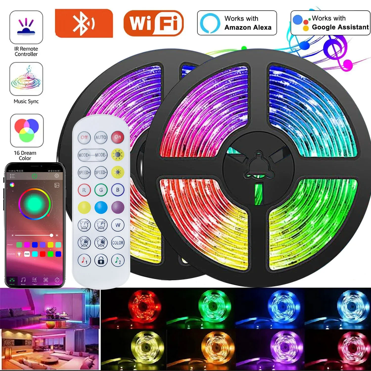 5050 Usb Led Strip Lights 5V Led Rgb Wifi Bluetooth Ribbon Led Tape Backlight 5M 10M Colorful Children Into The Led Wall Room