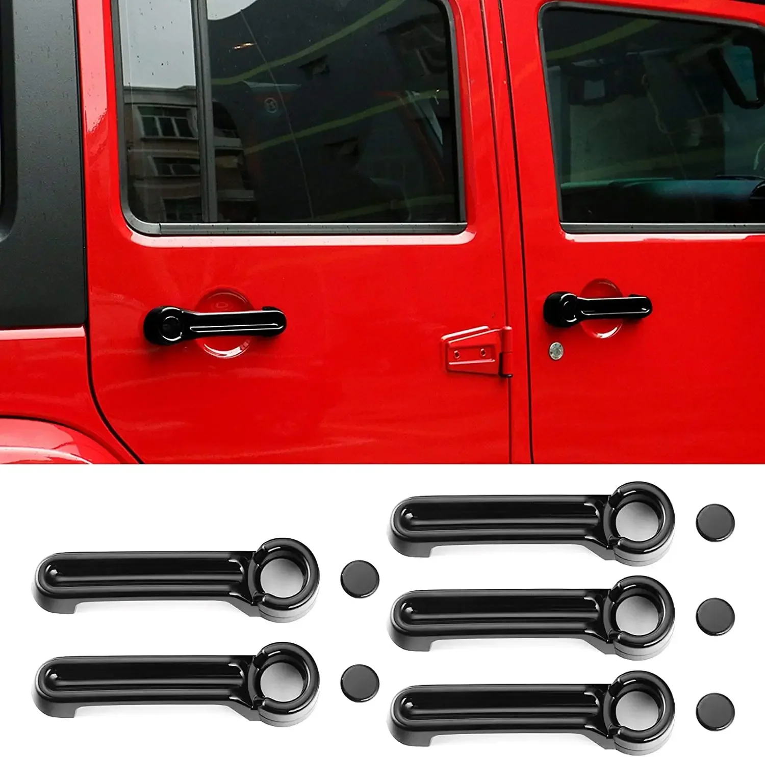 Door Handle Cover Tailgate Handle Covers Molding Trim for Jeep Wrangler JK 2007-2018 Carbon Fiber Style Exterior Accessories