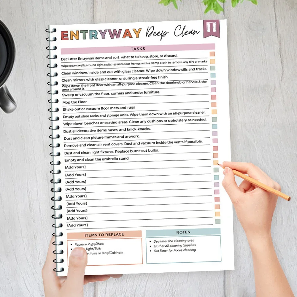 Household Cleaning Schedule Wear Resist Editable Family Chore Chart Multifunction Yearly Cleaning Planner for Home Decor