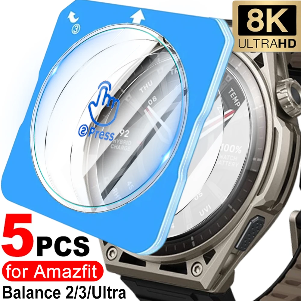 1-5Pcs Premium Screen Protectors for Amazfit Balance 3/2/Ultra 2 3 Smartwatch 9H HD Tempered Glass Film with Auto Alignment Kit