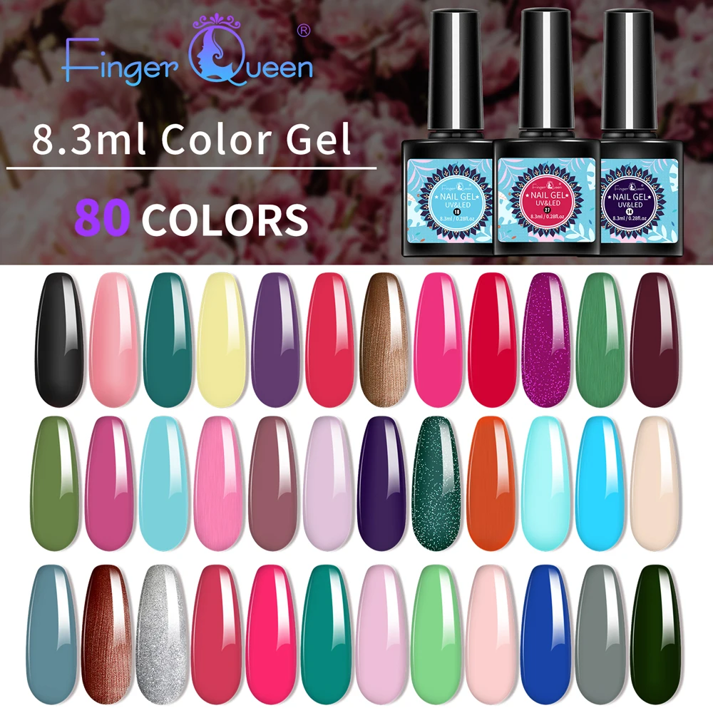 

8ml Gel Nail Polish Sparkling Sequins Soak Off UV LED Varnish Base Top Matte Coat Nail Art Manicure 80 Color