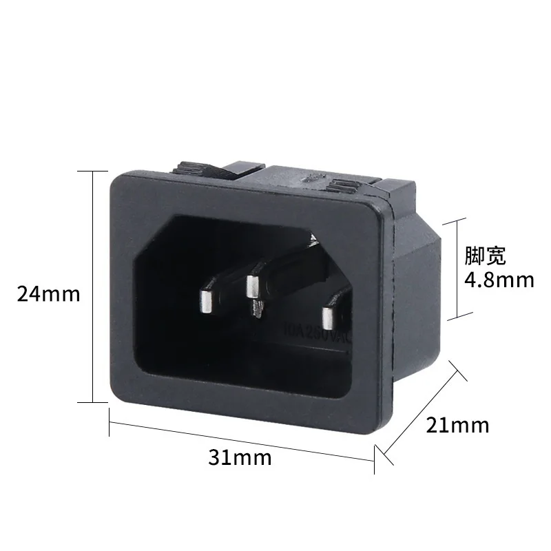 IEC320 10A 250V Rewirable Power Connector Black Male Female Docking Plug Connector Rewireable C13 C14 Plug 3 Pin AC Socket Base