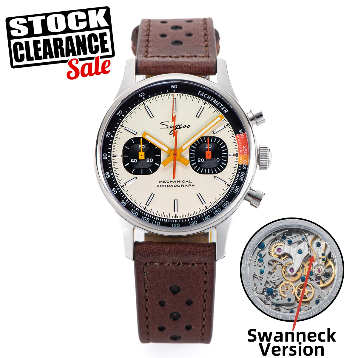 Sugess Watch of Men クロノグラフ機械式腕時計 カモメ ST19 スワン 