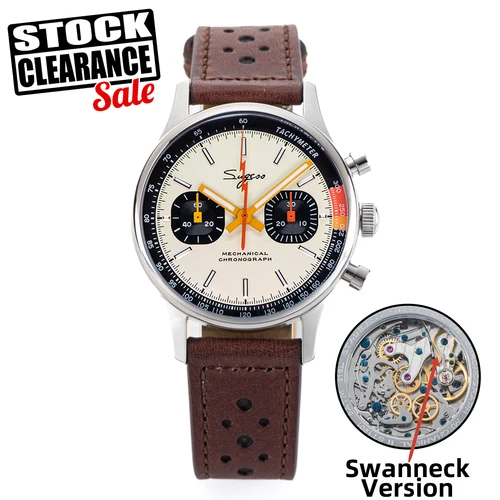 Imagen 1 del producto Reloj Sugess para hombre, cronógrafo, relojes de pulsera mecánicos con gaviota ST19, movimiento de cuello de cisne, piloto, cristal de zafiro, Racing V2, nuevo