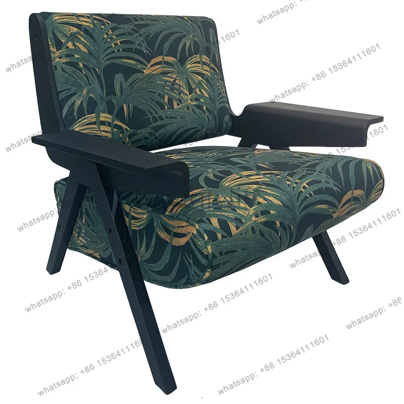 

Fabric single sofa chair antique living room solid wood designer single chair