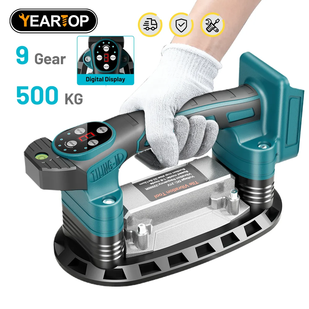 YEARTOP 9 Speed 500KG Tile Installation Tool Tile Laying Vibration Machine Vibrator Tiling Leveling Tool For Makita Battery