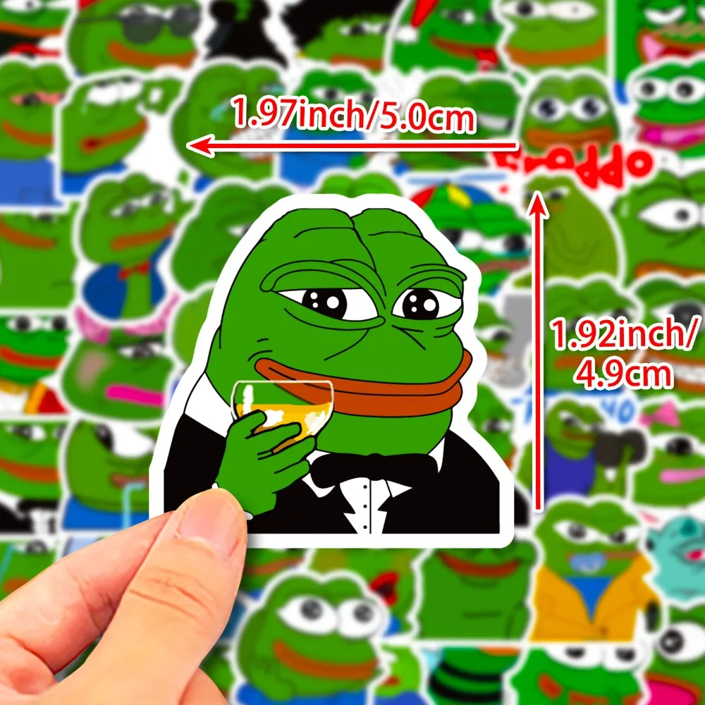 10/50Pcs Sad Frog PEPE Funny Graffiti Stickers For Phone Skateboard Helmet Car Gift Bicycle Notebook Car DIY Sticker Kids Toy