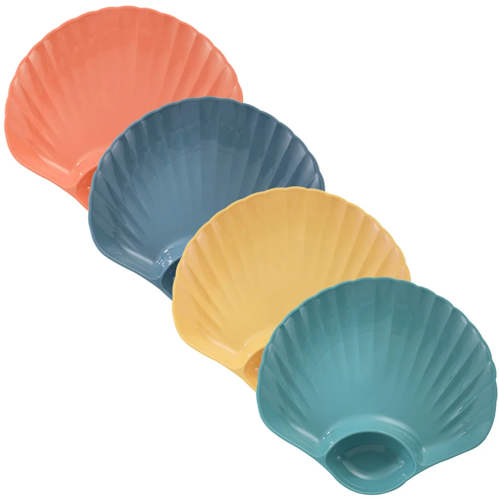 4 Pcs Dumpling Plate Sushi Dipping Lunch Bowls for Adults Japanese Snack Dish Plastic Household Plates