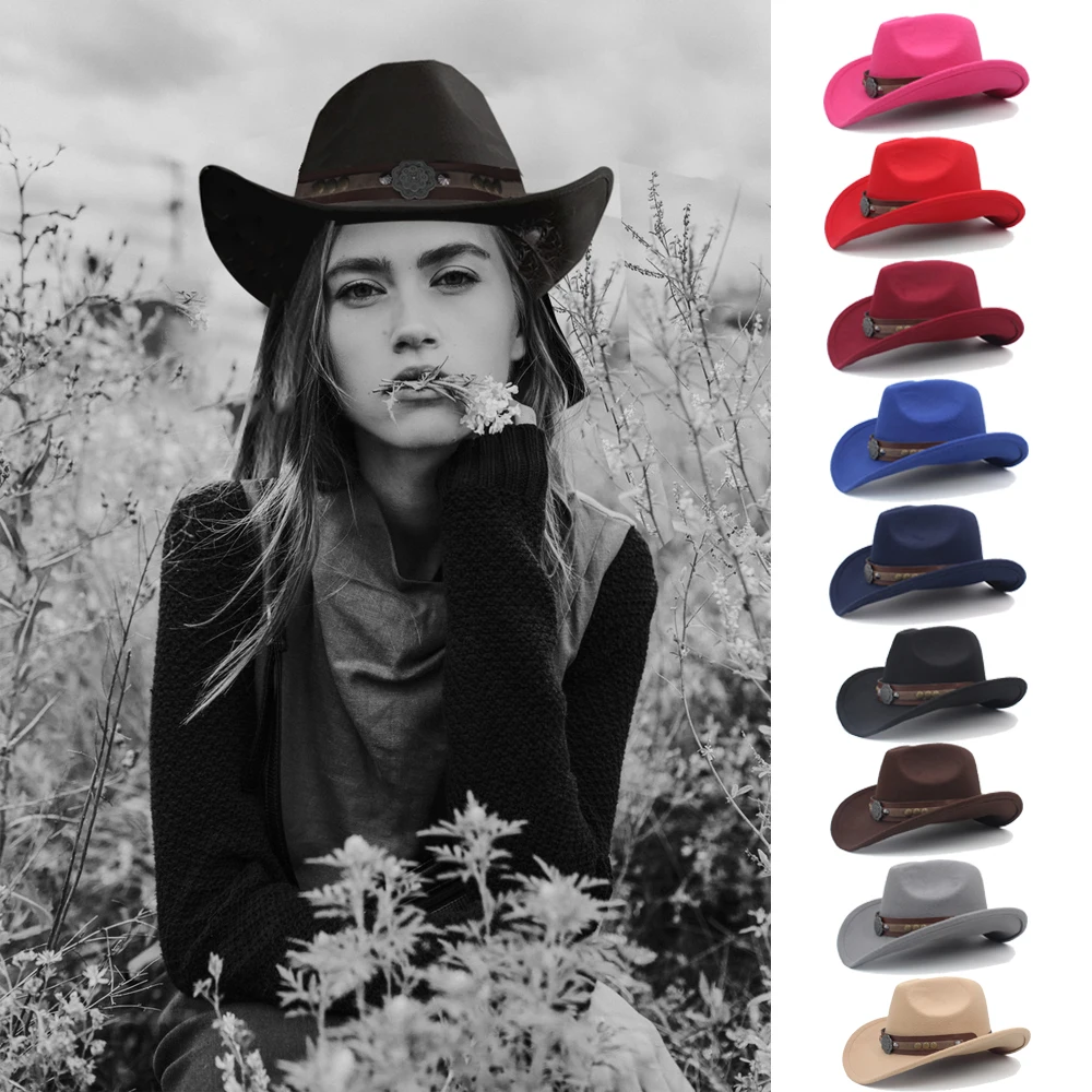 3 Sizes Parent-child Men Women Kids Western Cowboy Hats Wide Brim Panama Sunhats Fedora Caps Trilby Jazz Sombrero Travel Party