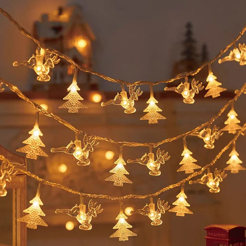 

Christmas LED Elk Christmas Tree Snowflake Star Lights String Holiday Decoration Ambient Lights Indoor Dress Up Colourful Lights