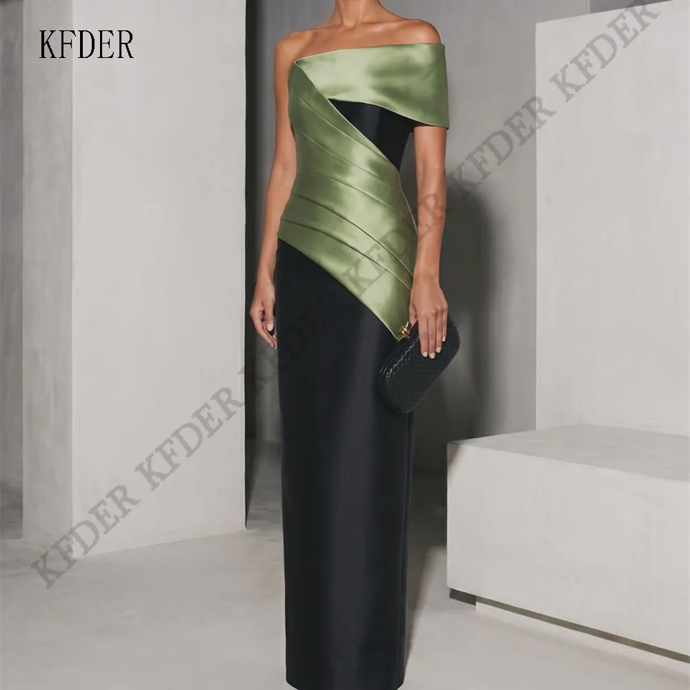 Simple Green Black Prom Dress One Shulder Tiered Beach Elegant Women's Prom Gowns Floor Length Formal Party Dress es