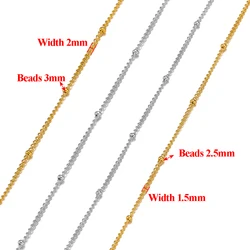 2 Meters Stainless Steel Curb Ball Beaded Satellite Chains DIY Jewelry Making Necklace Findings Bracelets Supplies Body Chains