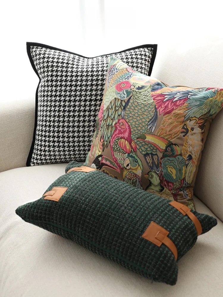 

Modern Luxury Parrot Pillow Sofa Living Room Sample Room Square Pillow Home Decorative Cushion Polyester Fabric Simple Style