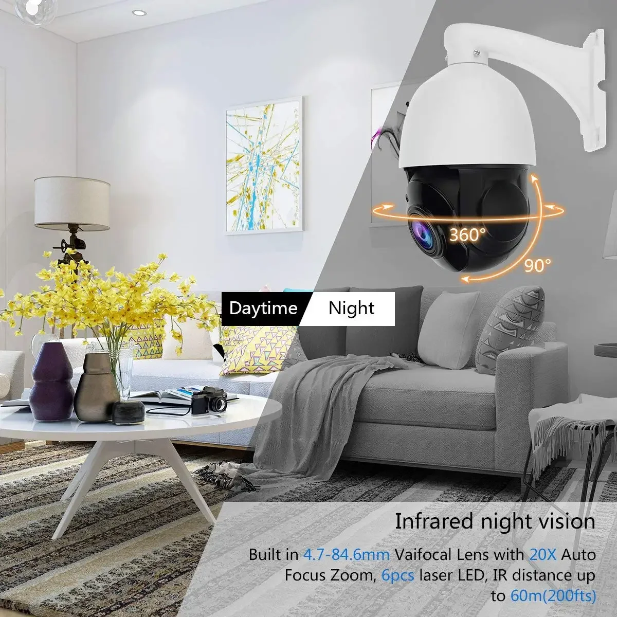 4.5 بوصة PTZ IP الأمن 5.0mpHD عموم إمالة 18X زووم بصري H.25 Dome التتبع التلقائي كاميرا IP