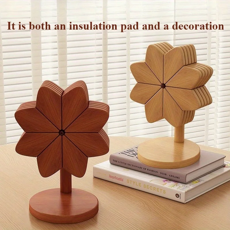 

Windmill Insulation Mat Solid Wood Dining Table Anti Scalding Pot Mat Festival Gift Creative and Personalized Home Decoration