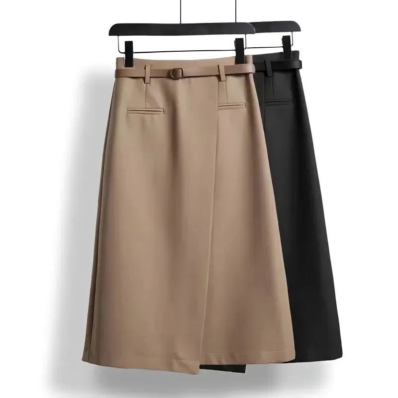 Irregular Skirt Spring Summer Mid-length for Women New High Waist Knee-length Slimming Crotch-covering Draped A-line