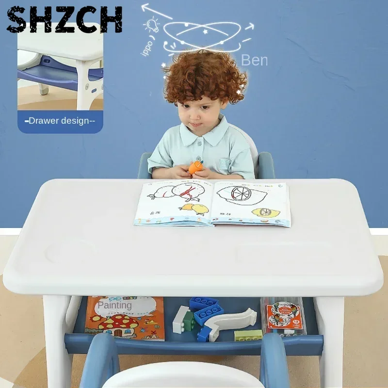 Learning Table and Chair Set for Kids Small Kindergarten Desk Baby Writing Table Plastic Play and Study Desk