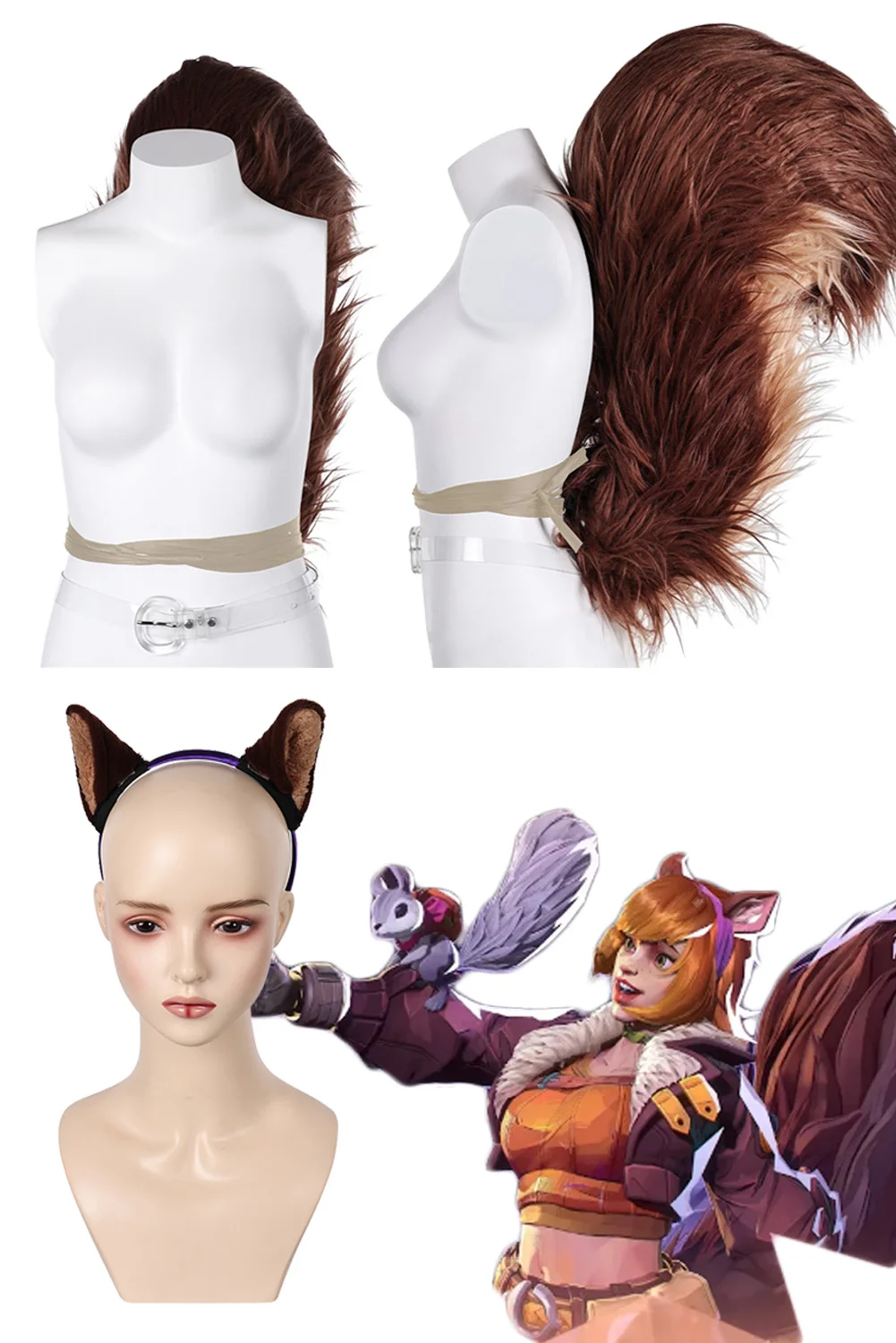

Doreen Green Squirrel Tail Headgear Cosplay Game Rivals CostumeAccessories Women Dress Up Suit Prop Cute Ears Handband Halloween