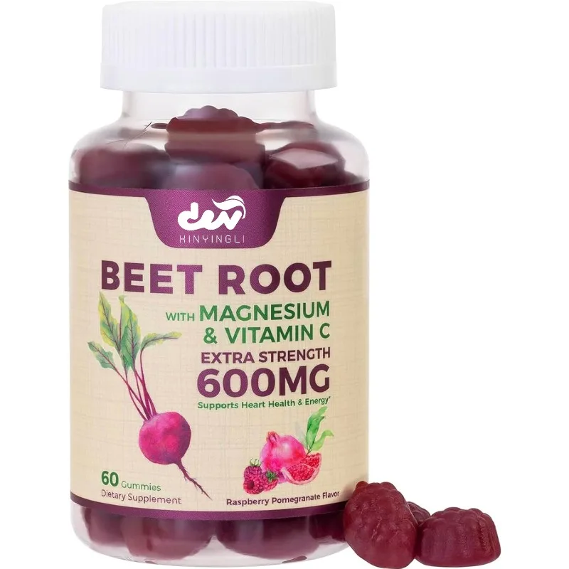 

Дополнительные жевательные конфеты Beetroot — содержащие витамина С и магнием — энергия для поддержки здоровья сердца, без глютена, 60 жевательных конфет