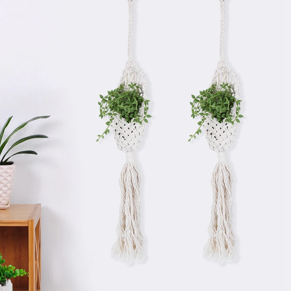 Hand Woven Bird's Nests-Shaped Hanging Basket Bohemian Cotton Rope Plant Flower Pot Hanger For Balcony Garden Decoration