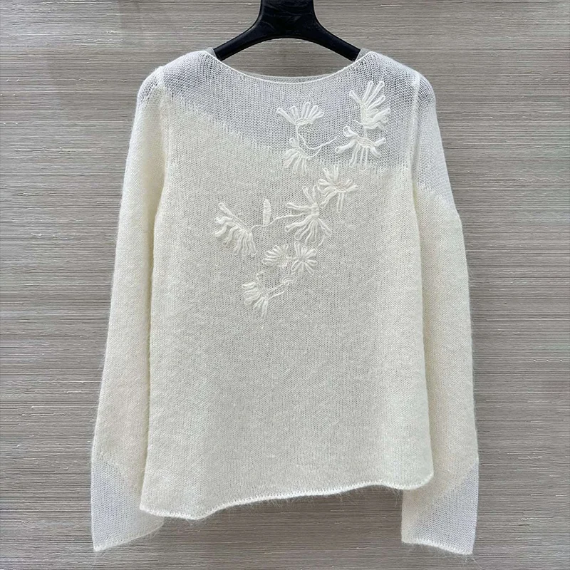 

High quality Three dimensional floral women's knitwear soft pullover sweater 2025 new style woman clothes 25121393