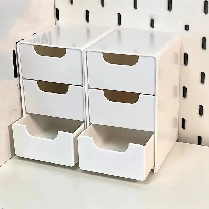 Desktop Storage Box for Makeup Jewelry Large Capacity Multifunctional 3 Tier Desk Organizer with Drawer Home Organization