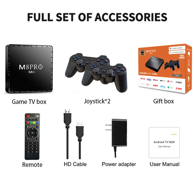 Imagem -06 - Noite m8 Pro Mini Game Box 4k hd 10000 Jogos Retro H313 tv Box Android 12 Wifi Video Game Console Dual System tv Media Player