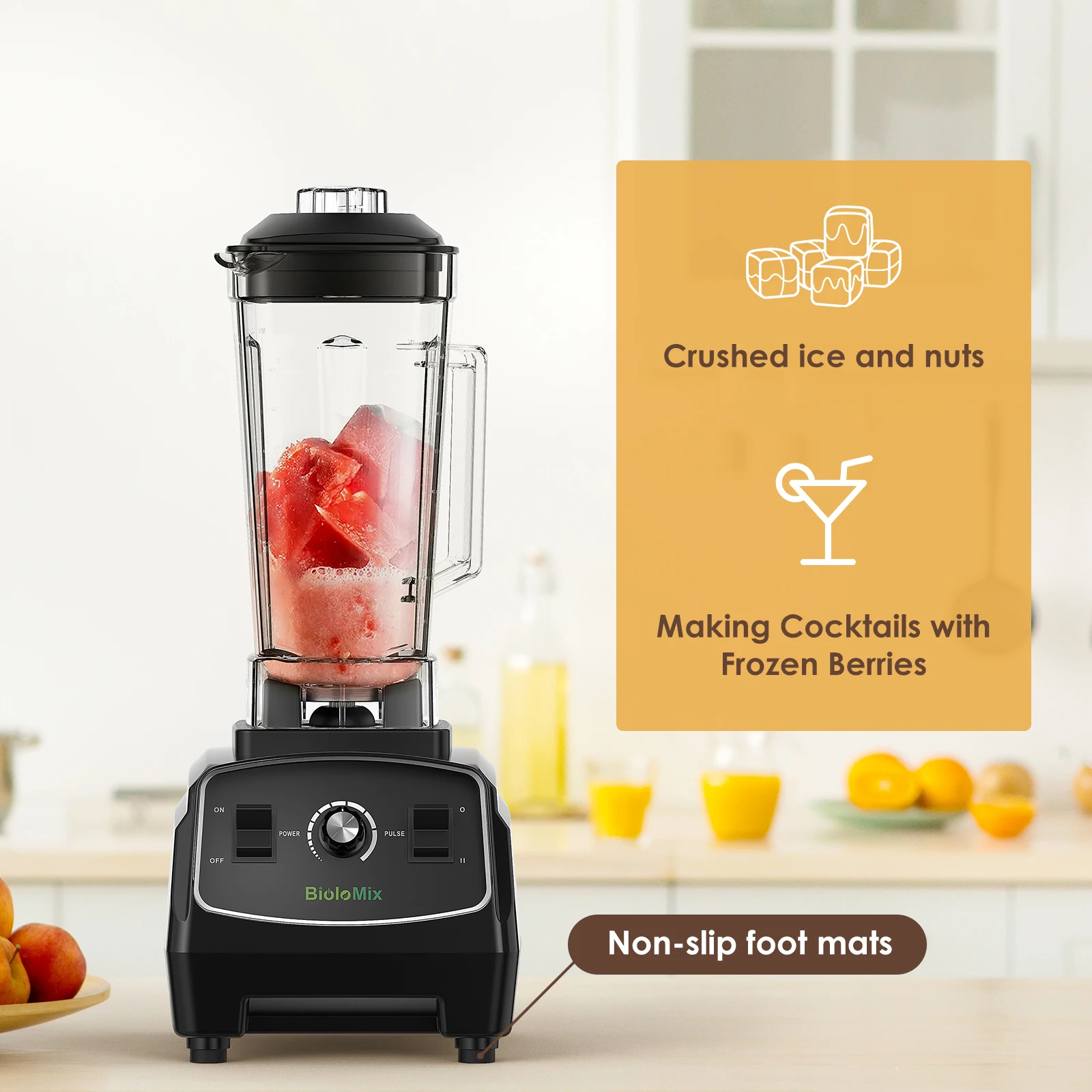 Bpa livre 3hp 2200w liquidificador de grau comercial resistente misturador espremedor processador alimentos alta potência smoothie gelo barra liquidificador frutas