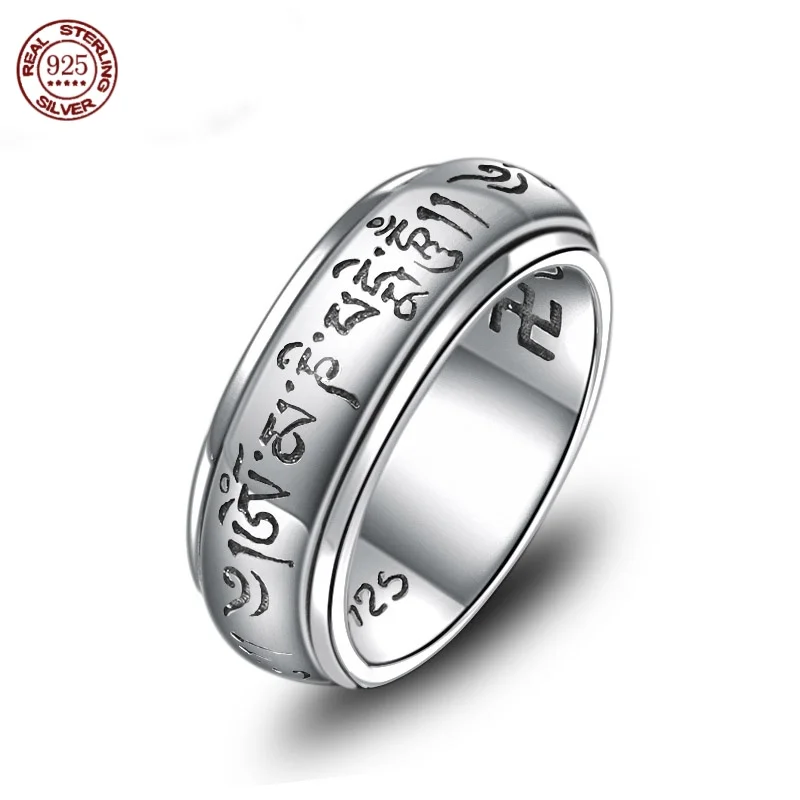 

Factory Price 100% s925 Sterling Silver Ring Ethnic style Rotatable Ring for men and women Vintage personality high jewelry gift