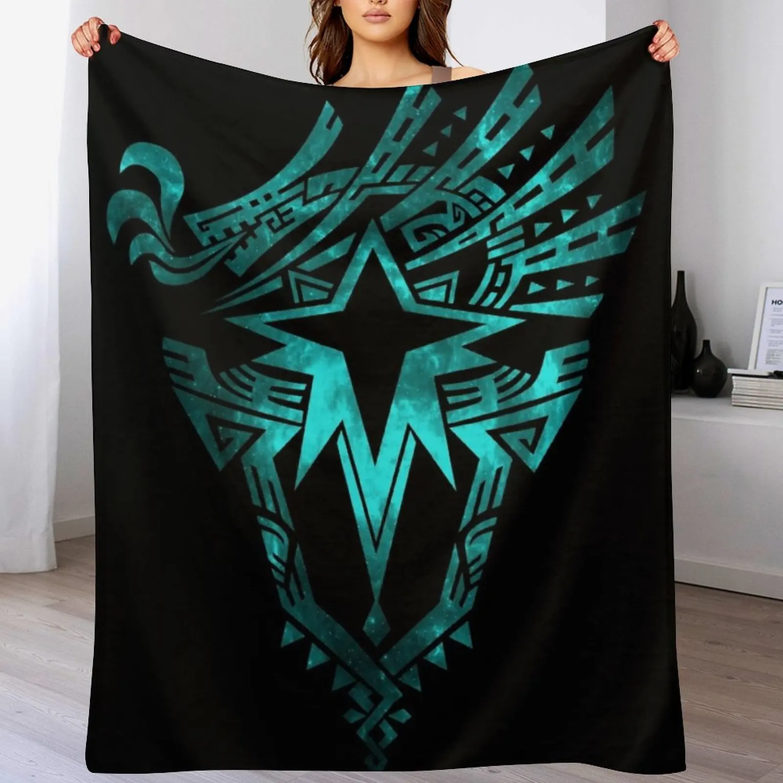 

Monster Hunter World: Iceborne - Logo (Galaxy Design) Black Background Throw Blanket Machine Washable Soft Warm Blanket