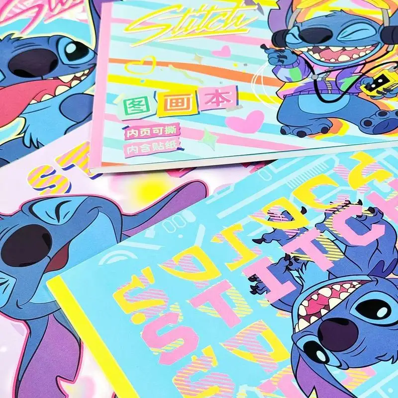 New Stitch Picture Book A4 for Students to Use Cute Anime Style Drawing Sketchbook with Stickers and Gifts for Sketching