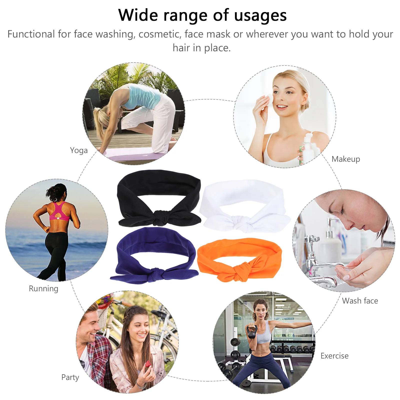 

4pcs Elastic Bowknot Headb s Women Girls Cloth Shower Hair Spa Facial Makeup Without Shedding Skin Hurting Practical Sweet