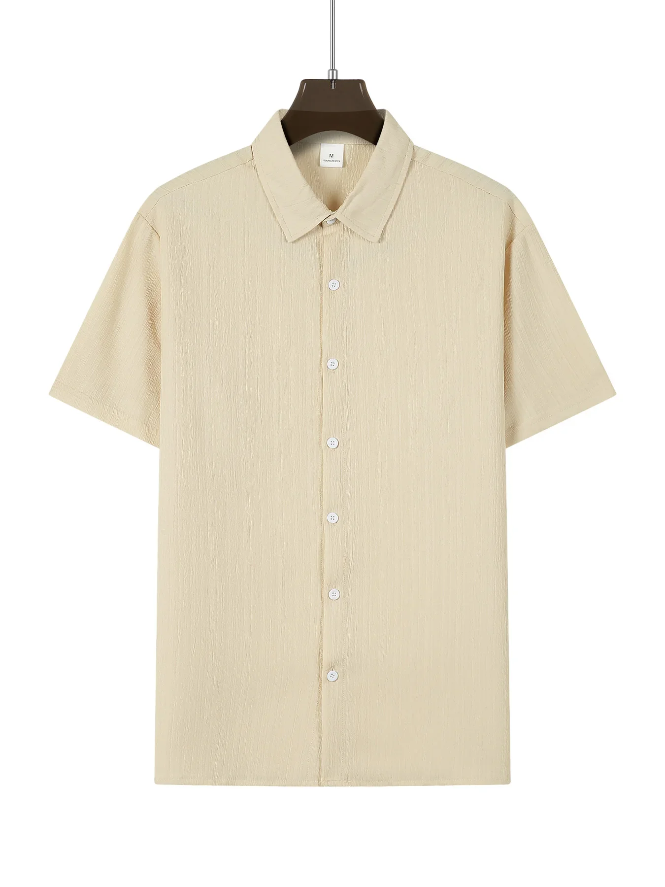 

Nice Men's Casual Short Sleeve Shirt Street Wear Lapel Button Solid Color Shirt For Men Vintage Vacation Blouse M-3XL