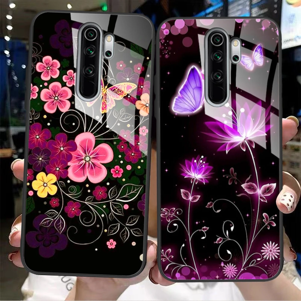 Tempered Glass Phone Case For Xiaomi Redmi Note 8 Pro Silicone Bumper Back Cover for Redmi Note8 Note 8 Pro 8T Case Cover Coque