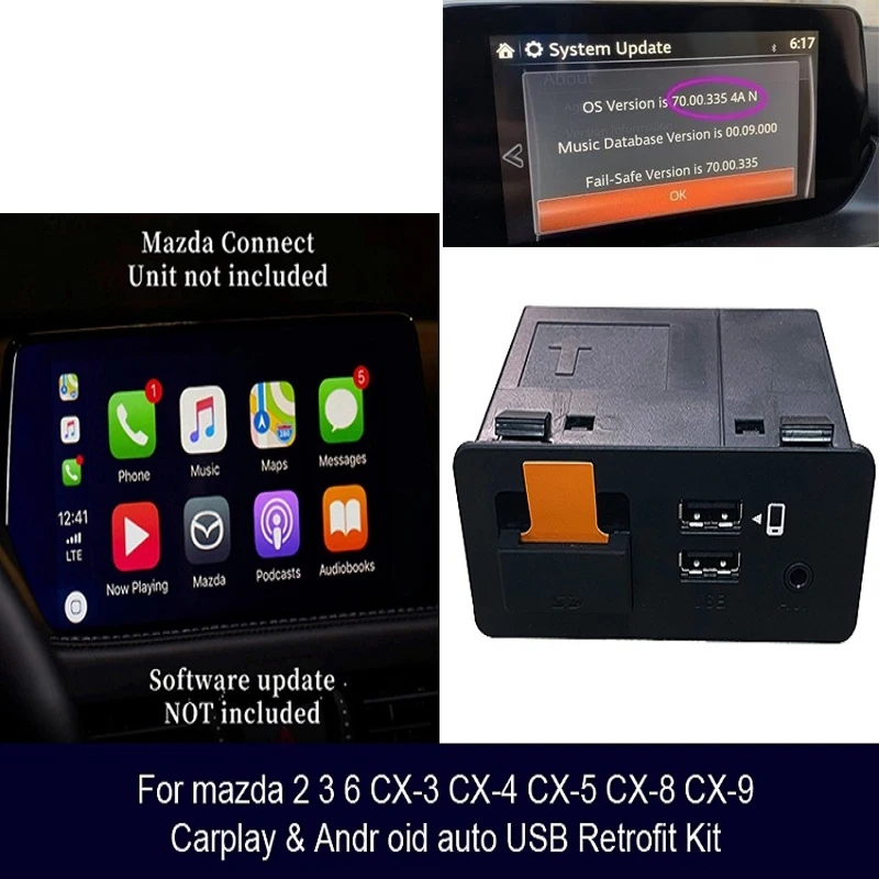 Auto USB Adapter Hub Apple-Carplay Android TK78-66-9U0C For Mazda 3 6 2 Mazda CX5 CX3 CX9 Miata MX5 Toyota Yaris