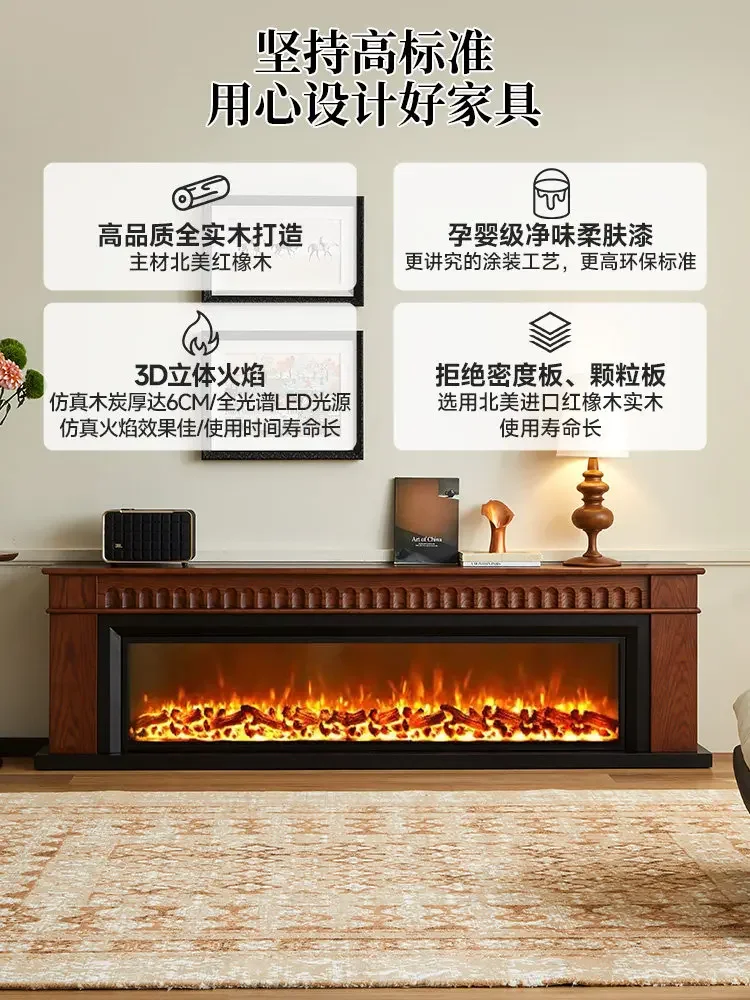 Y16- antique fireplace TV cabinet ultra-thin retro floor-to-ceiling integrated storage locker all solid wood