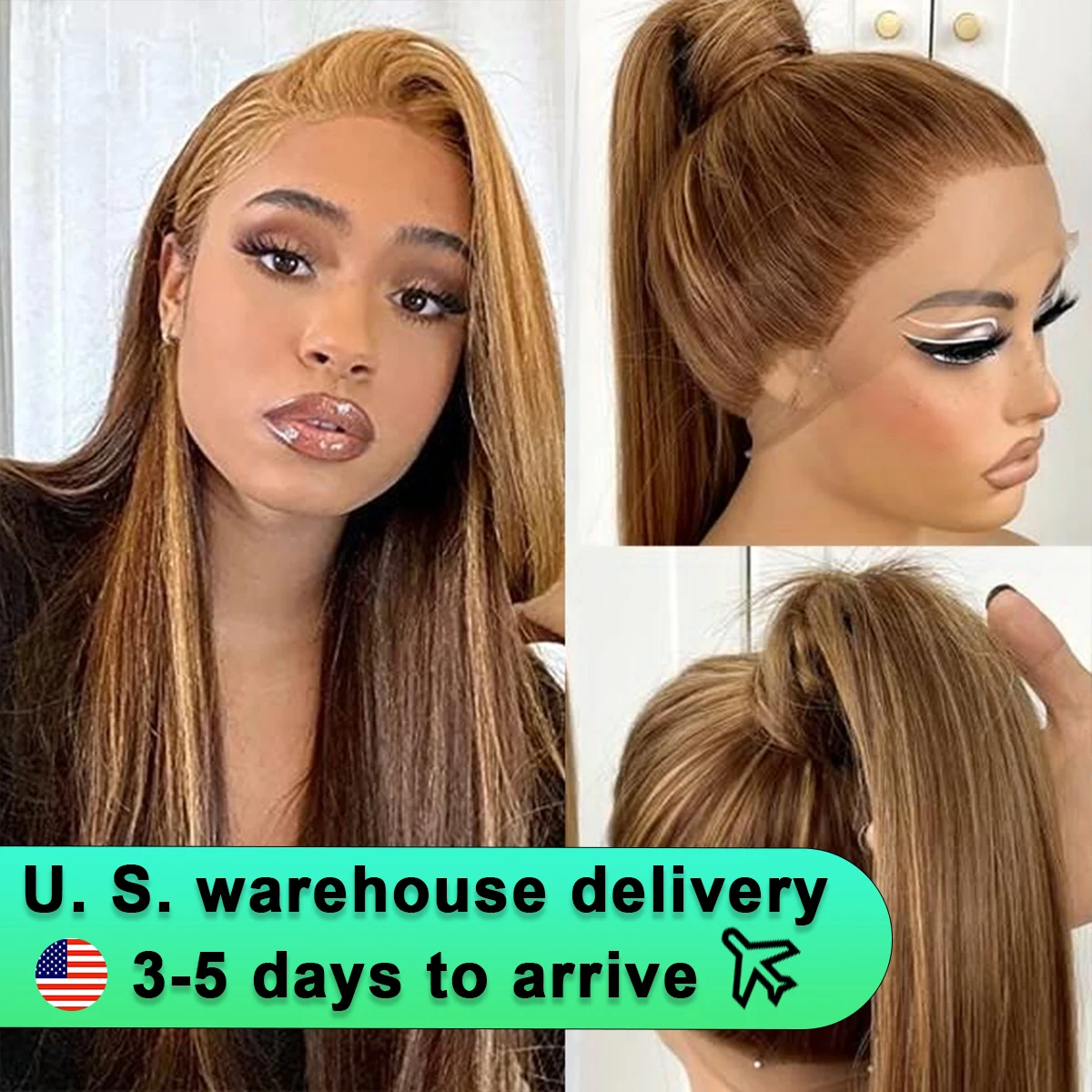 4/27 Highlight Straight 360 Full Lace Wig Brazilian Human Hair 13x4 Honey Blonde Colored Wigs 4/27 Ombre 13x6 Lace Frontal Wig